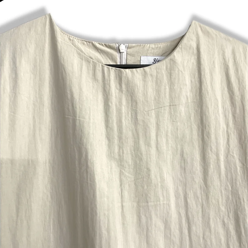 Beige Back Pleated Dress - Picture 3 of 5